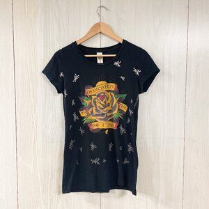 Vintage Ed Hardy Dedicated To The One I Love Y2K Long Crew Neck Top Made in USA
